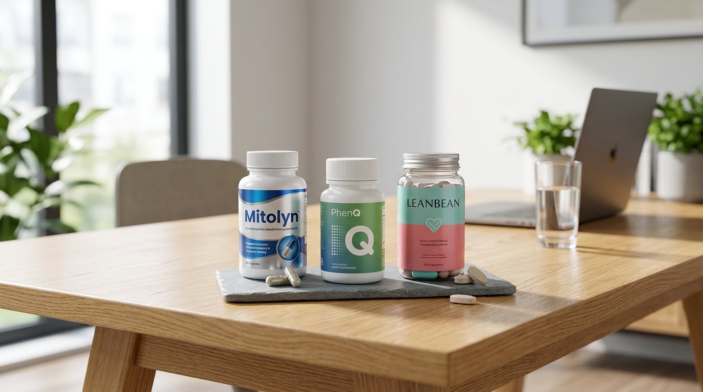 Mitolyn vs PhenQ vs Leanbean: 2026 Comparison After Testing All Three - hero image showing supplement bottles