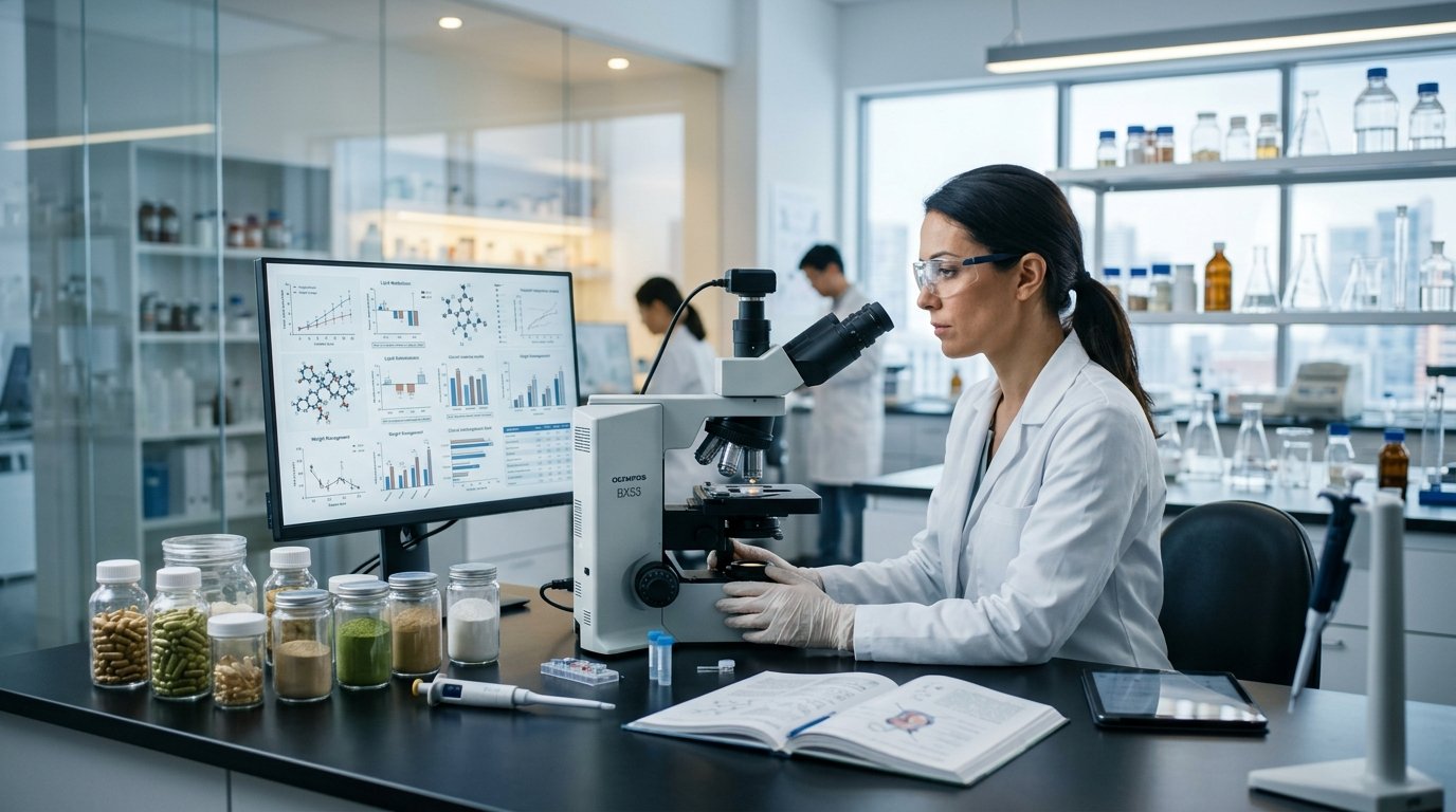 Which Weight Loss Supplements Have Verified Clinical Evidence — hero image showing laboratory research