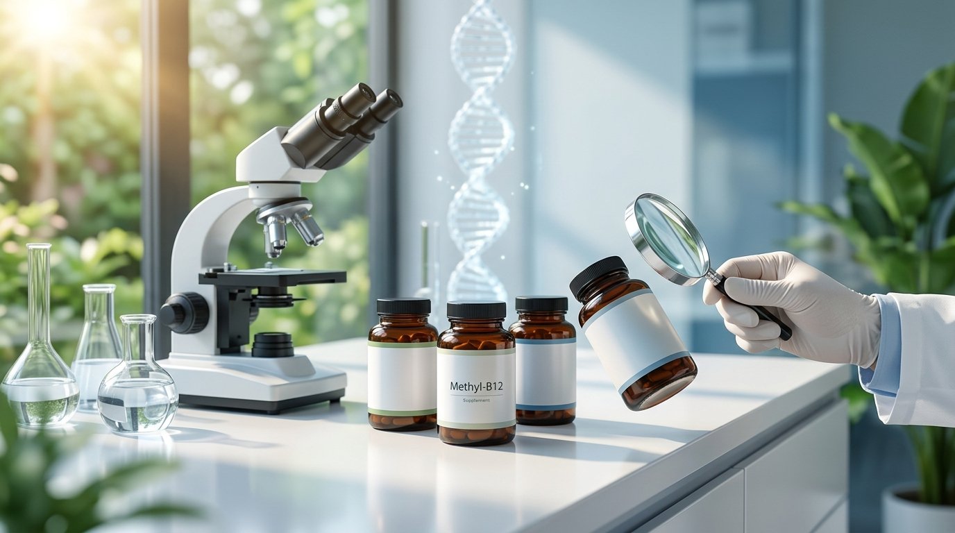 Best Methylated B12 Supplements for MTHFR 2026: Lab-Tested & Reviewed, hero image showing supplement bottles and molecular structures